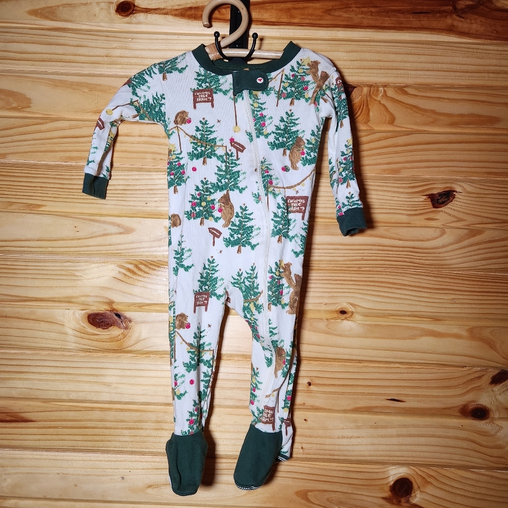 Burt's Bees Organic Baby PJ | Footed Zipper Pajama in Beary Merry Christmas 3-6m